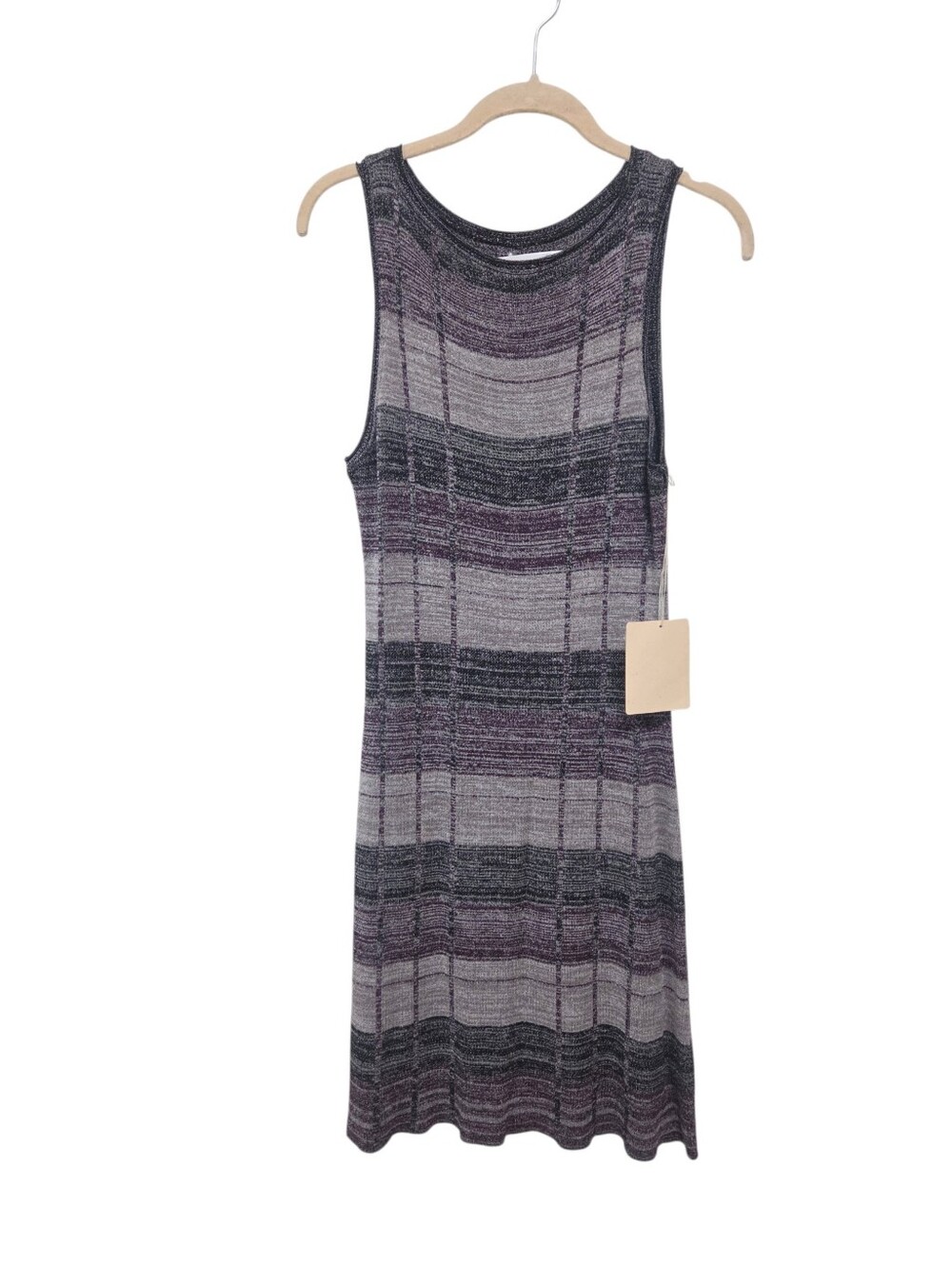Midi Dress Knit Tank Striped Plaid by M. Rena NWT M